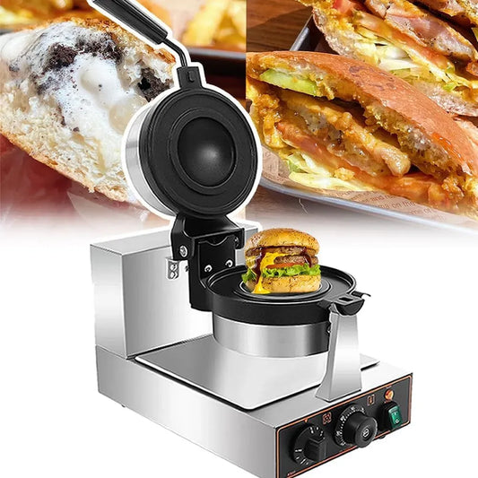 Macchina per Hamburger, Piastra, 1200 W, professionale, funzione riscaldante, per Hamburger con Piastra per Waffle e Hamburger