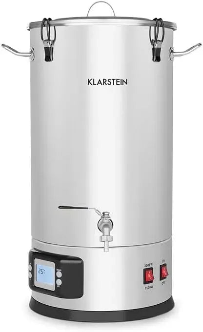 Klarstein Rubinetto da cucina, 30 L, 3000 W, display LCD, acciaio inox, Fermentatore 2 Livelli di Potenza: 1500/3000 W, Kit Completo 5 Pezzi