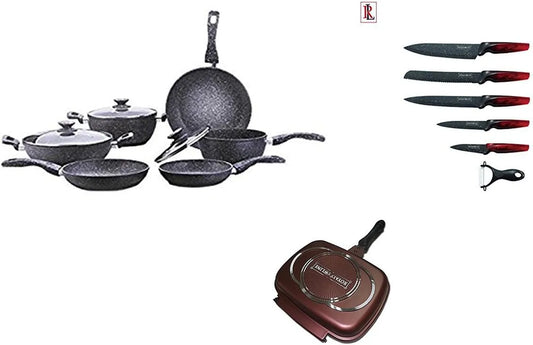 set di pentole e padelle, Batteria, 15 Pezzi, Cucina Casa