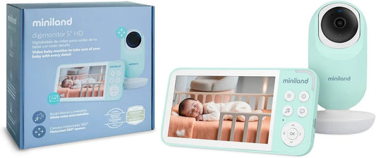Visione Notturna, Comunicazione Bidirezionale, per Miniland Baby watching, Rumore Bianco e Melodie, videocamera Sorveglianza Bambino Girevole e