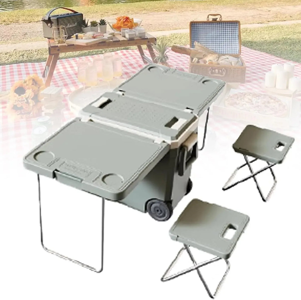 Carrello, tavolo, portatile, per picnic, pieghevole