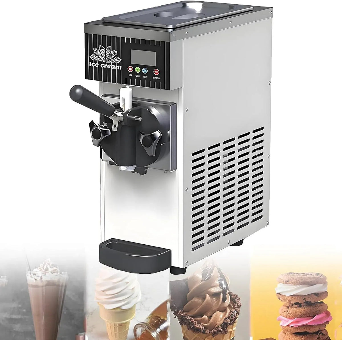 White-750W Macchina per Granite, Macchina per Gelato, 750 W, 8 kg, display LCD, professionale, bianco, per Gelato Soft da Banco