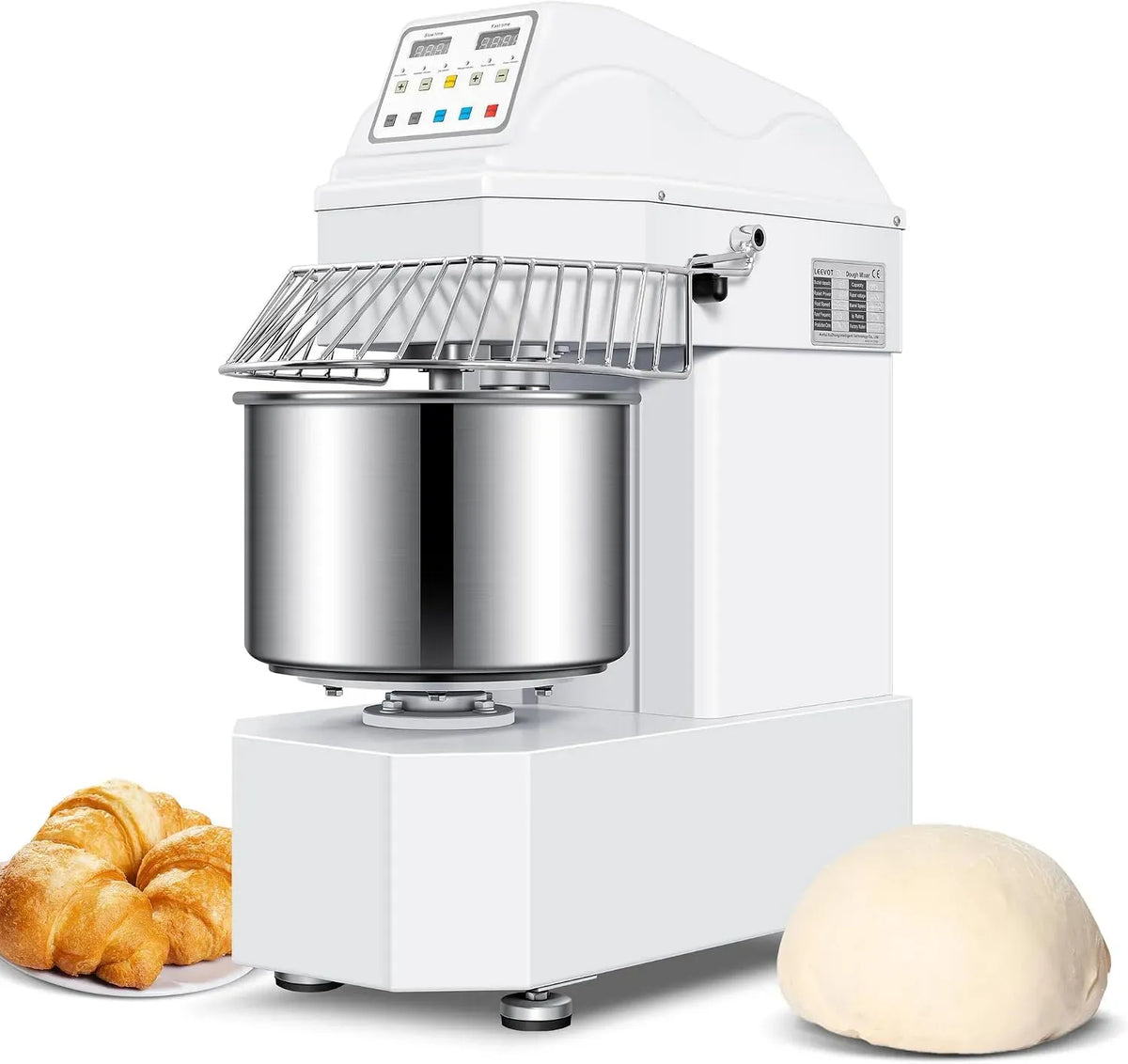 con protezione, Impastatrice Planetaria, per Spegnimento Automatico, 1100W Planetaria Professionale, Ciotola in Acciaio Inossidabile da 20L, 8KG di
