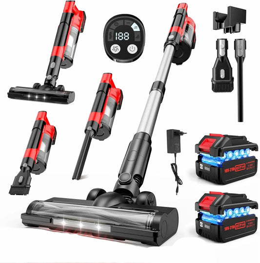 Aspirapolvere, 700 W, Aspirapolvere 60KPa/700W/70Mins, touch, rimovibile, Senza Fili Potente Per Pavimenti/Tappeti/Peli Animali, LED Touchscreen