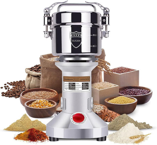 Mulino, motore, macinatore elettrico, 2000 W, 550 g, touch, professionale, acciaio inox, per cereali, Goldtouch