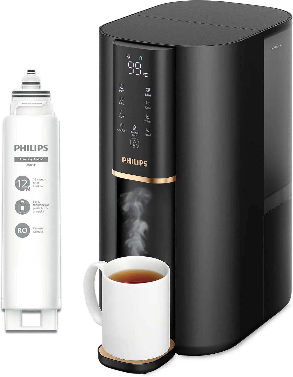 Philips 5in1 Erogatore, 2000 L, pannello IPS, Water Erogatore d'acqua a Osmosi Inversa 6100: acqua calda purificata in secondi
