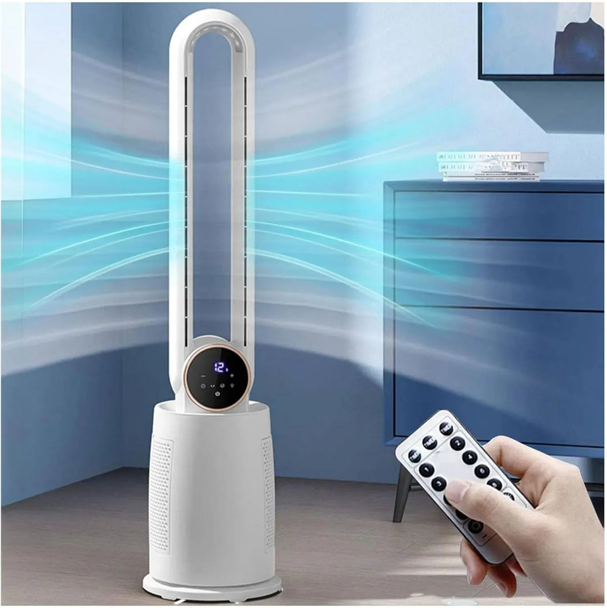 12h Ventola, timer, per Camera da Letto, LED, Ventola della Torre Senza Lame w/remoto