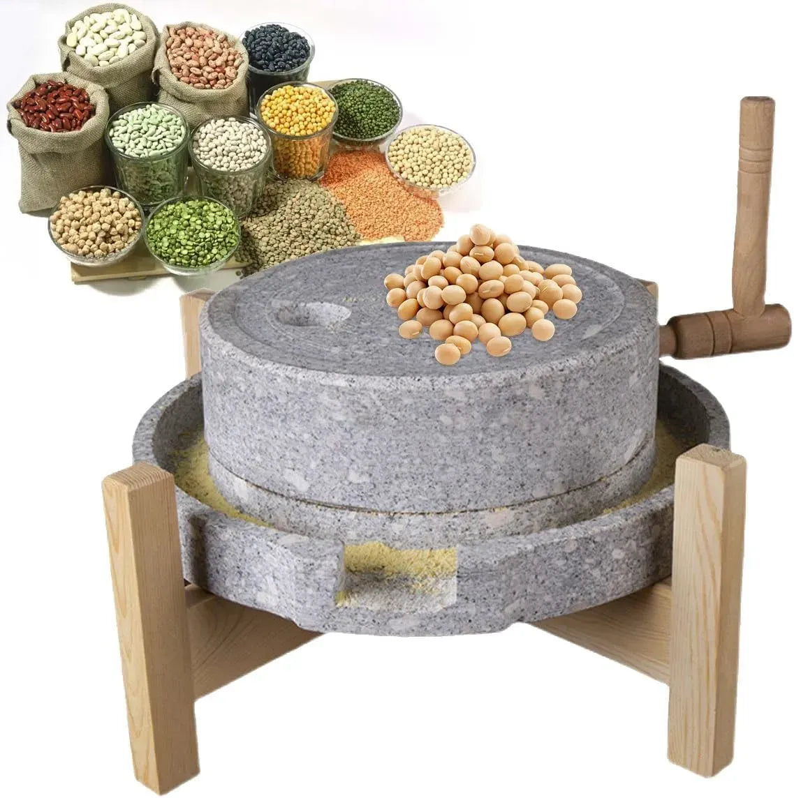 Mulino per cereali, 24,9 x 34,8 cm, macinacereali, in pietra naturale per grano