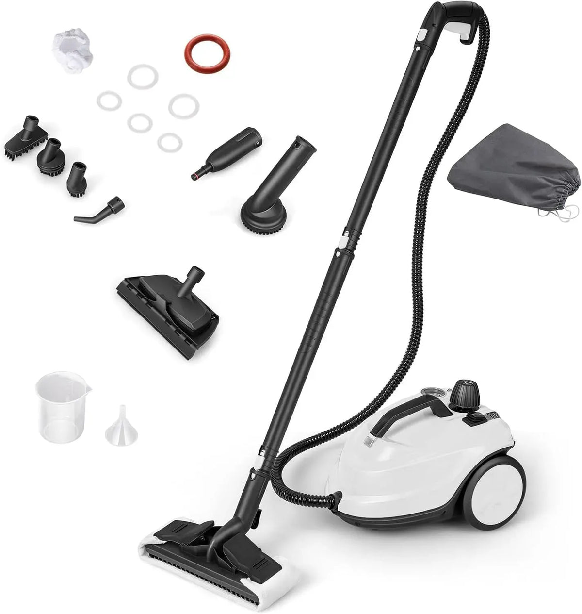 Pulitore a vapore RELAX4LIFE, 1,8 L, 2000 W, ampio serbatoio, 2 zone di temperatura, bianco, Tempo di Riscaldamento: 8 min, 5 bar, Temperatura 160°