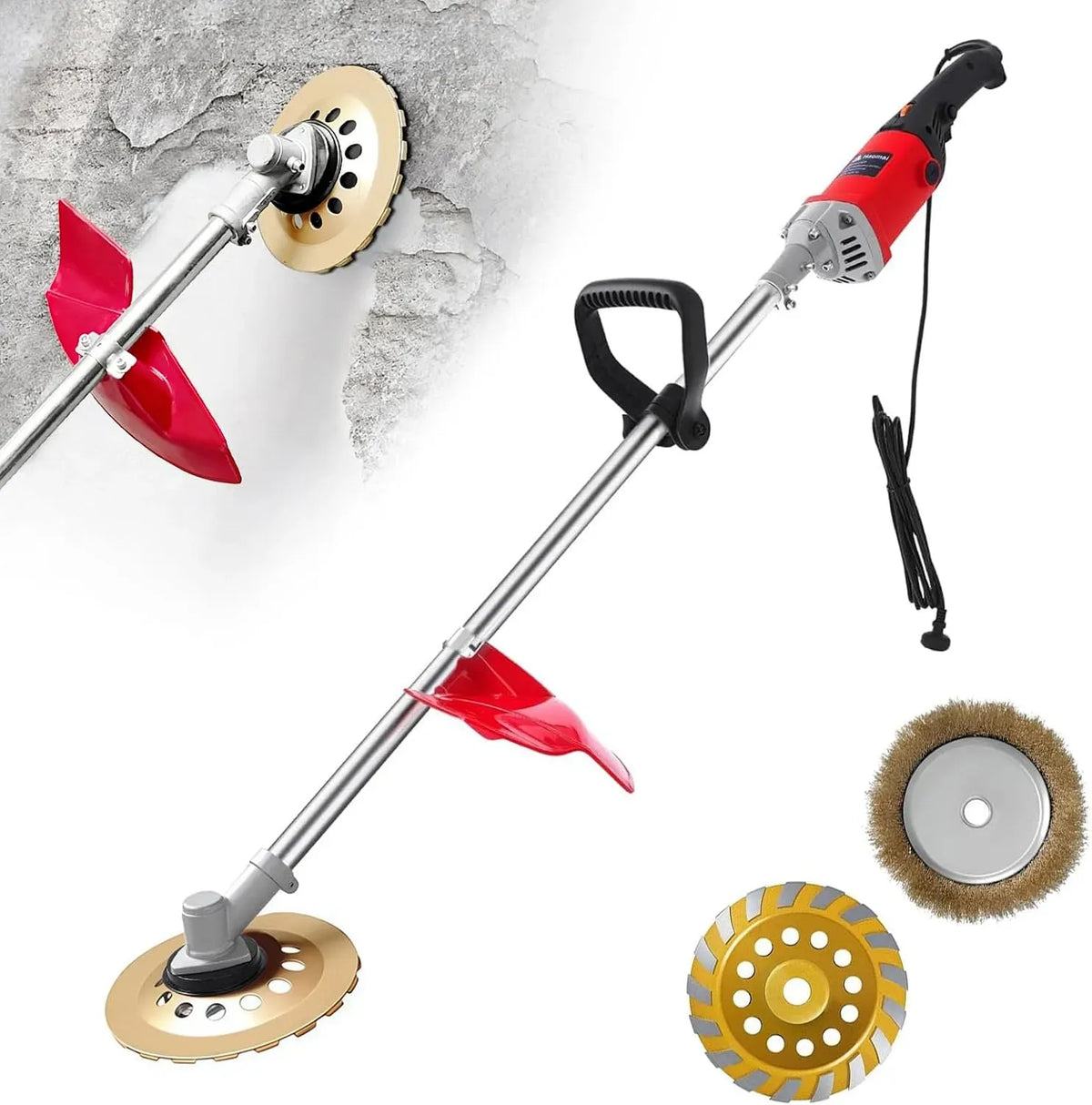 per Muro, Smerigliatrice per Calcestruzzo Elettrica 2800W dotato di Giraffa 1,5 m