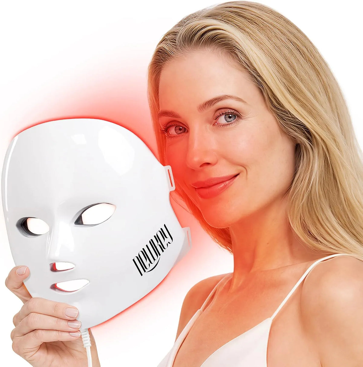 antirughe e riduzione, Maschera per terapia con luce rossa NEWKEY per il viso, per maschera di bellezza per la cura della pelle con fotoni per uso