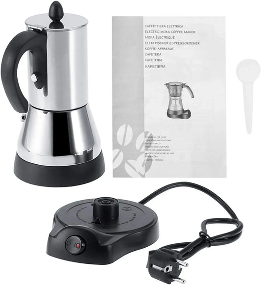 UE 220V 200/300ml Caffettiera Moka 200/300ml Caffettiera elettrica in acciaio inox Espresso Caffettiera Moka Caffettiera elettrica Spina UE 220V