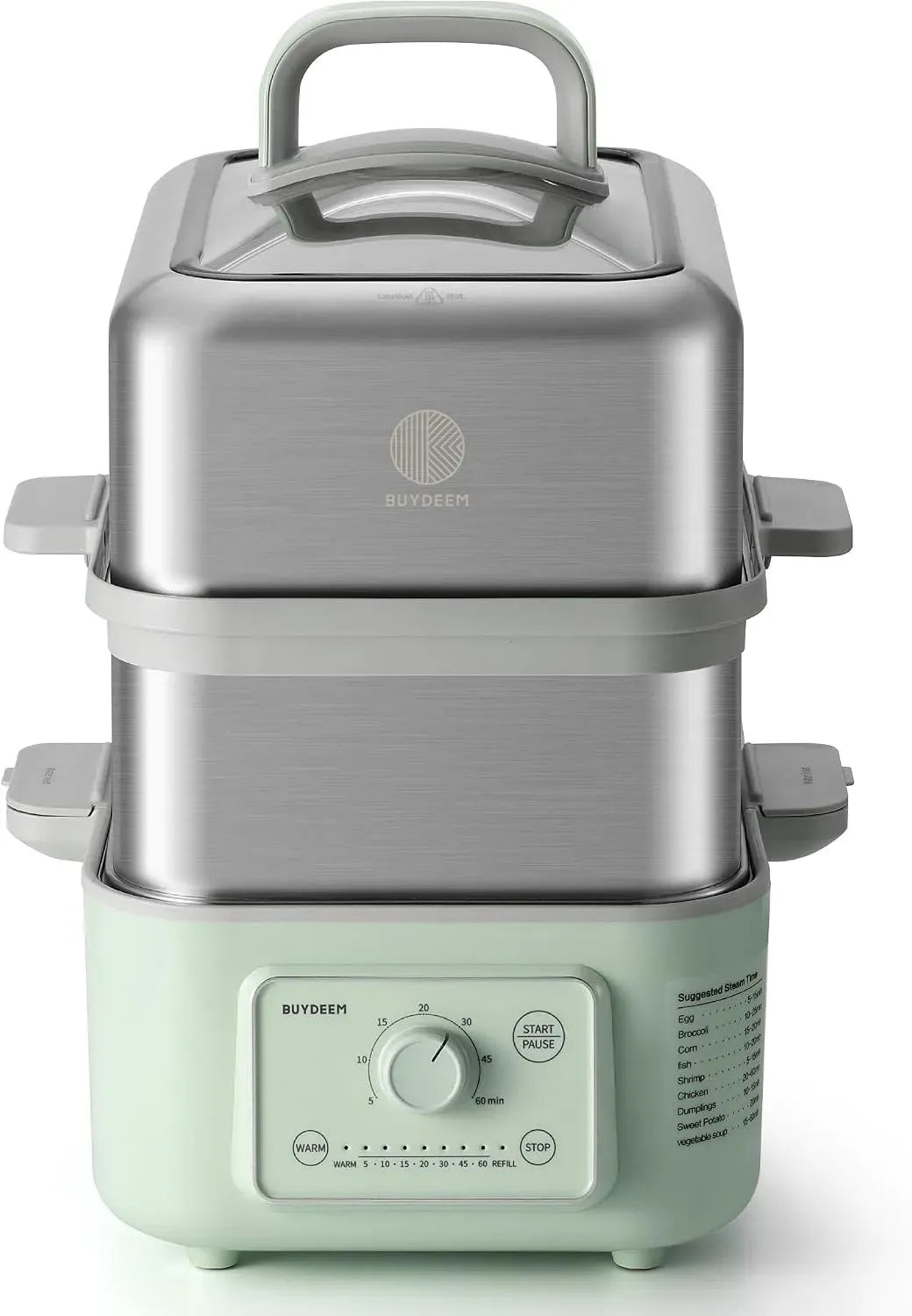 G52 vaporiera di verdure per cucinare, doppio, Vaporiera elettrica per alimenti da 10,6 litri per 4-8 porzioni, 2 ore di manutenzione automatica, 7