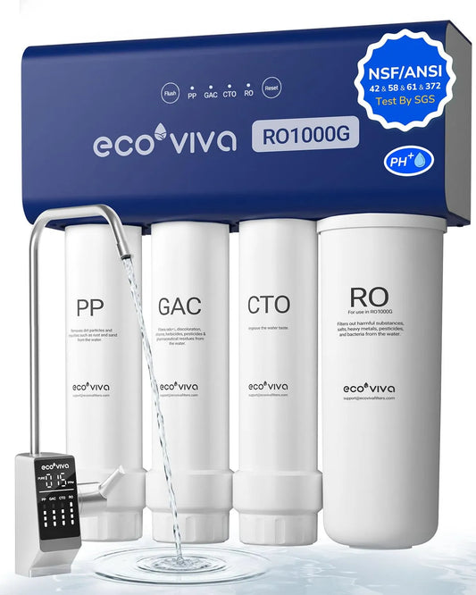 ANSI 58 RO1000G pH+ Alcalino, Solido e Affidabile, RO1000G Depuratore Acqua Commerciale a Osmosi Inversa 9 Stadi Senza Serbatoio, Certificato NSF/ANSI