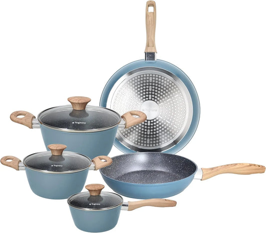 set di pentole e padelle, batteria, 8 pezzi, alluminio