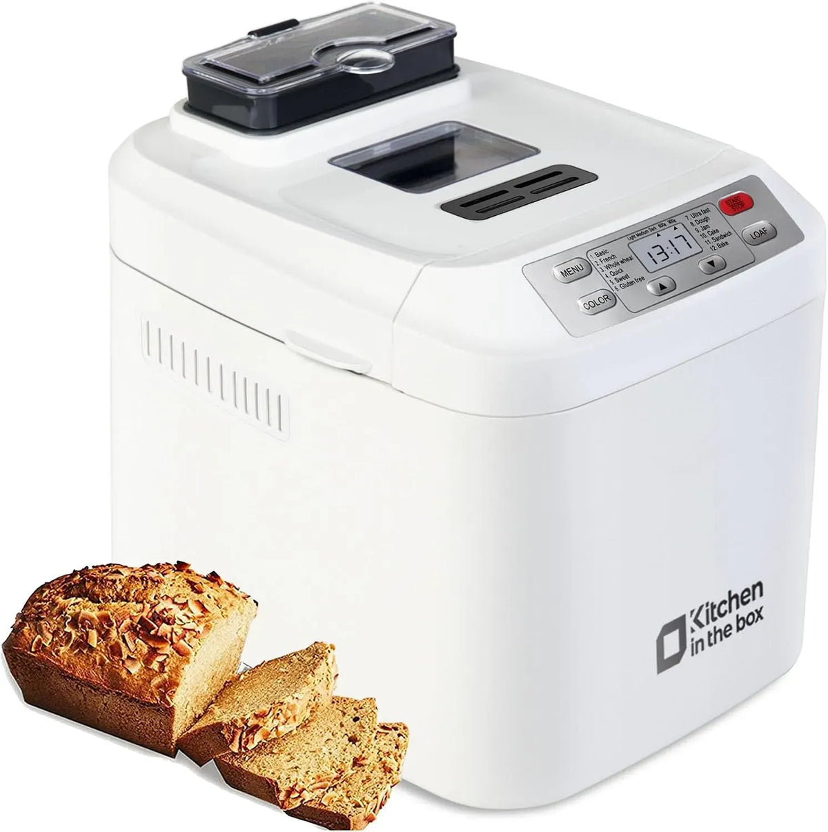 Macchina per il pane, 12 programmi, panificatrice, rivestimento antiaderente, rimovibile, 2 formati di pagnotta, 0,9 kg