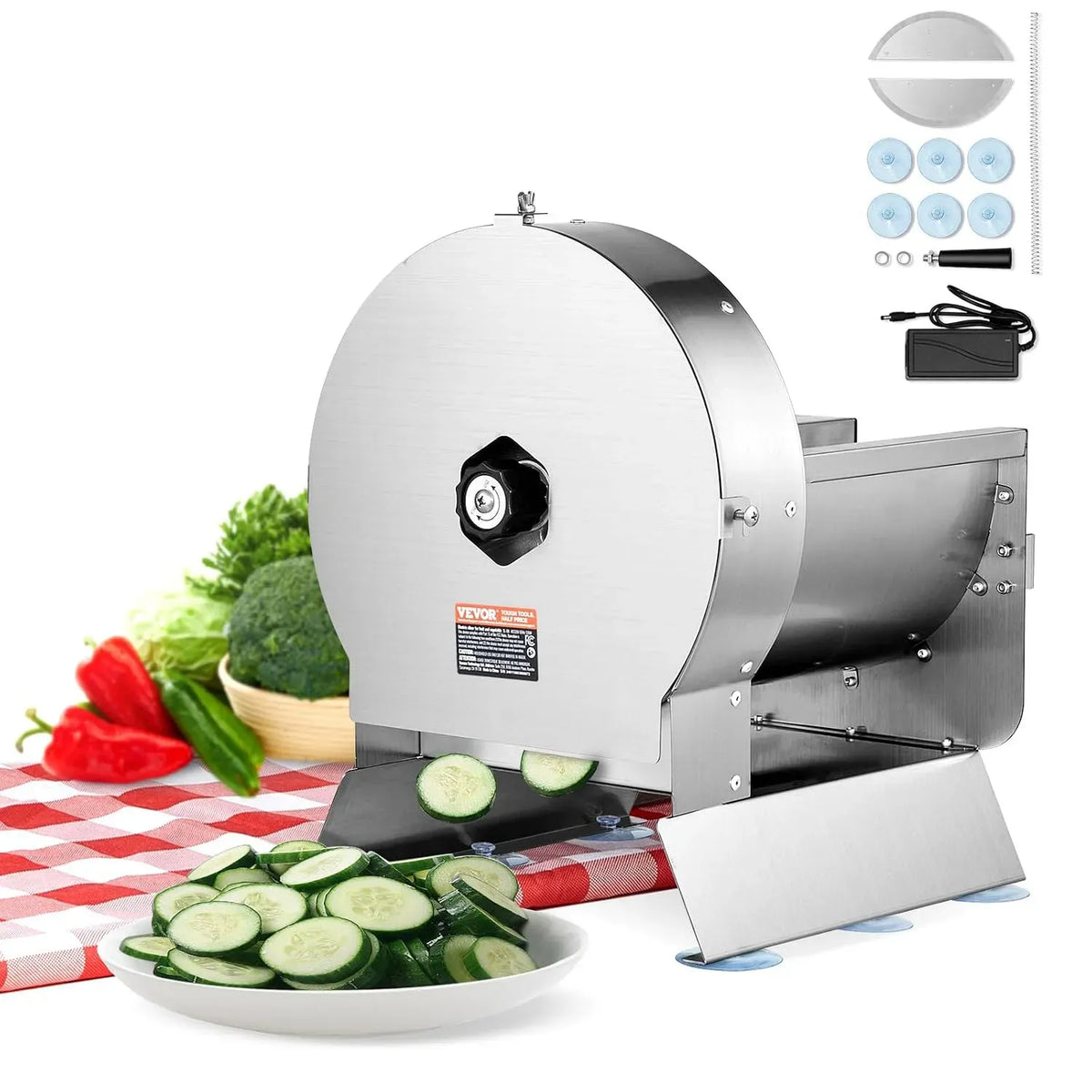 VEVOR Affettatrice, affettatrice per alimenti, 12 mm, professionale, acciaio inox, per Verdure