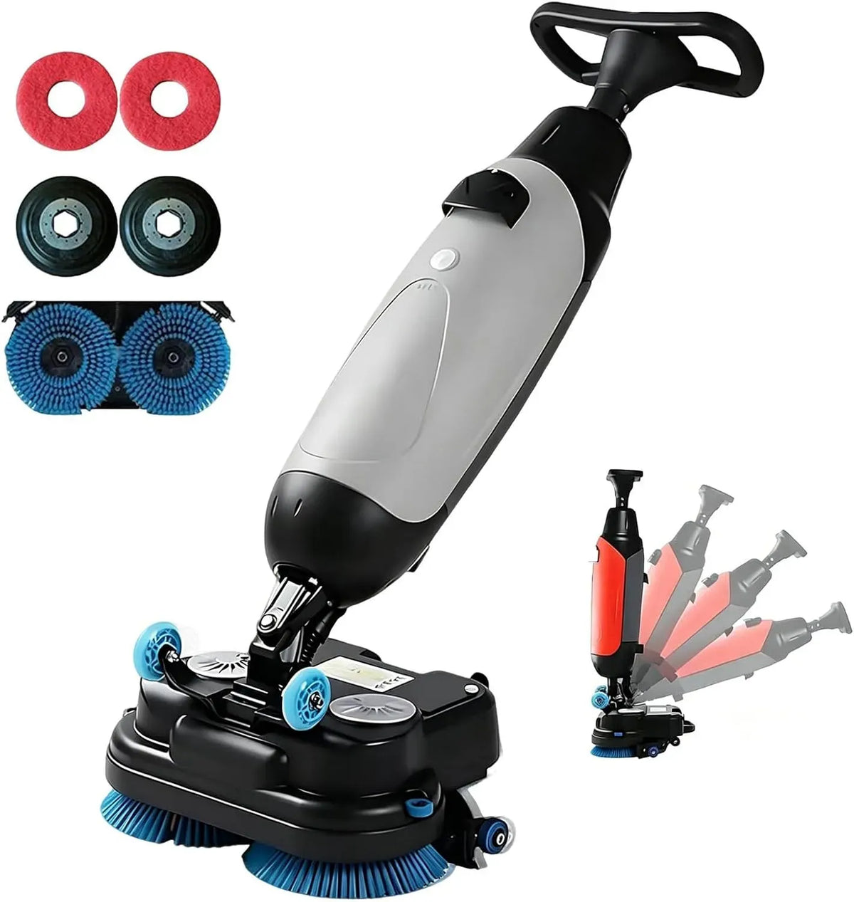 Lavasciuga, 43cm, lavatrice/asciugatrice, professionale, grigio, 240 Giri/Min, Testina Rotante a 360°, Copertura 1200 M²/H Grey