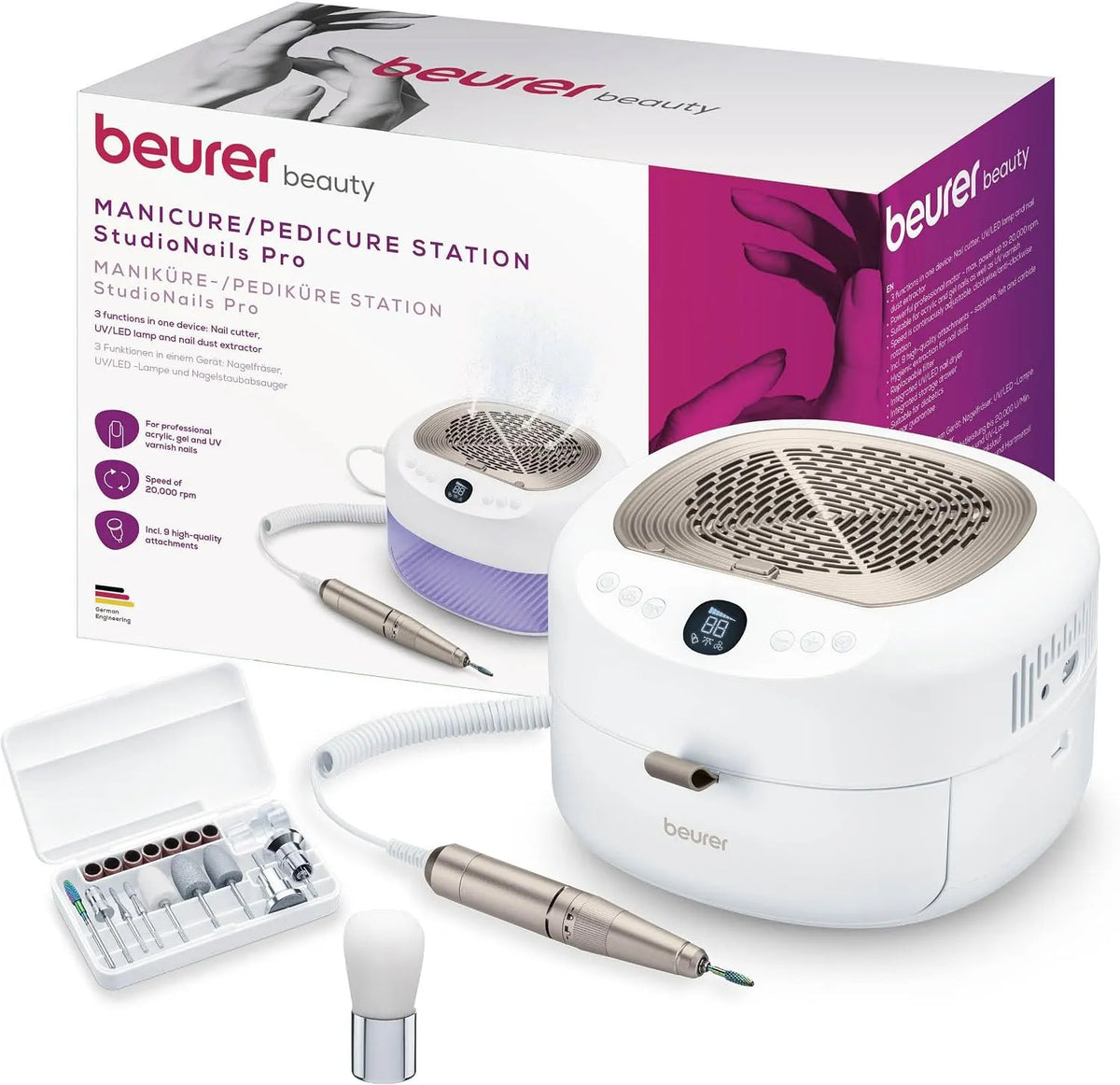 Accessorio per elettrodomestico MP 200, professionale, Fresa per Unghie Professionale 3 in 1 con La ada UV/LED