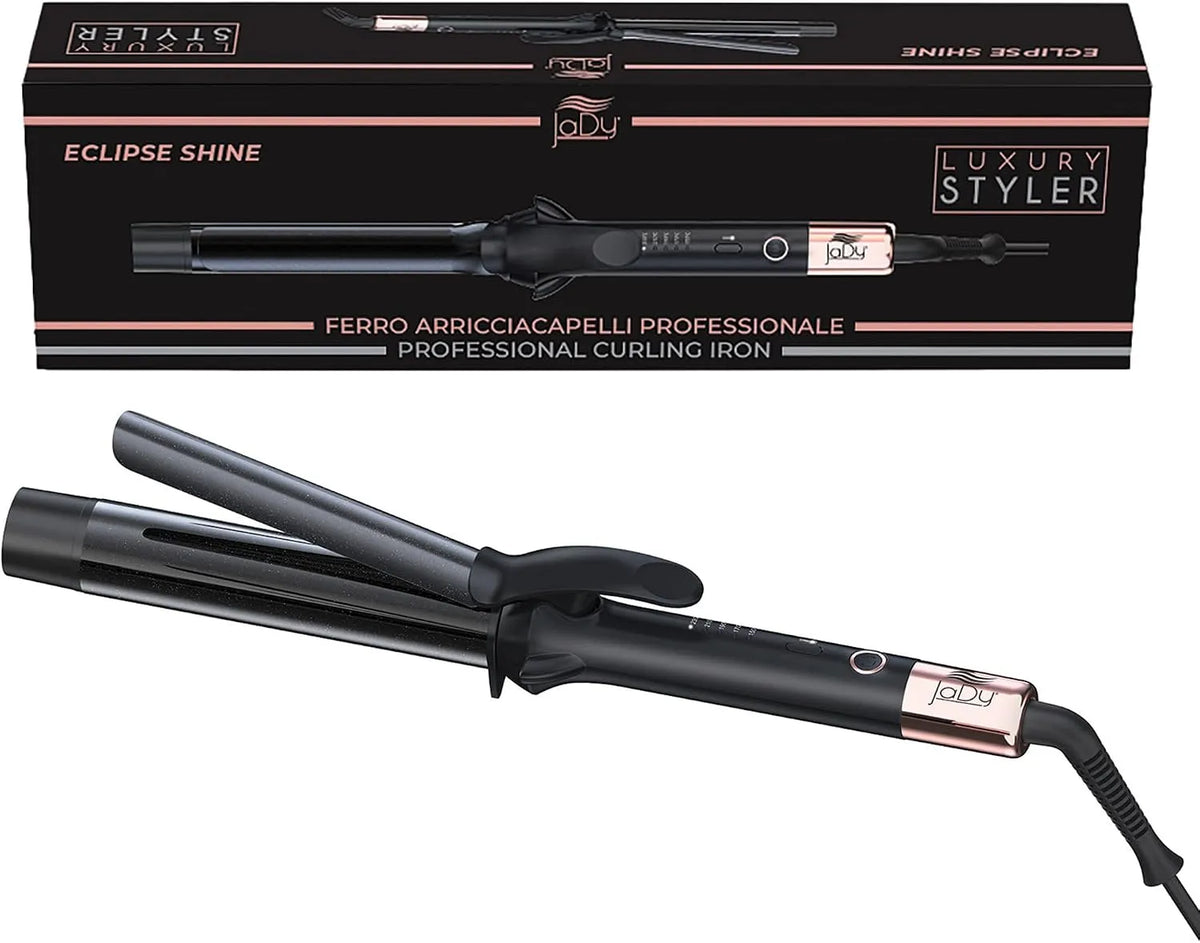 Ioni Negativi Anticrespo, Temp, per Ferro Arricciacapelli Professionale con Rivestimento Tormalina/Ceramica, JaDy Luxury Styler Eclipse Shine 32 mm