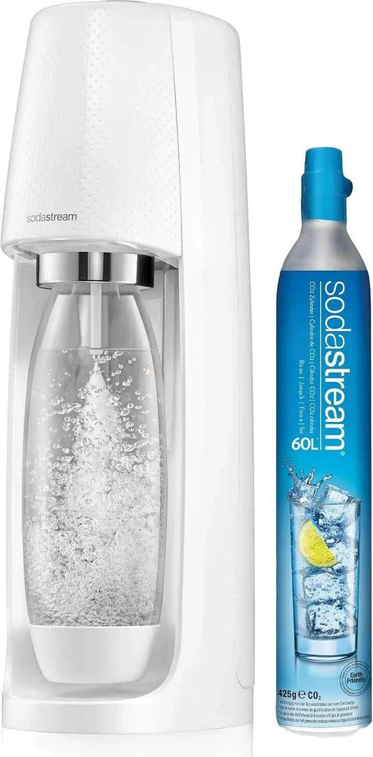 CO2 Macchina per Acqua, Bottiglia, 1 L, bianco, per Acqua frizzante Spirit Bianca + 1 Cilindro CO2 + 1 B