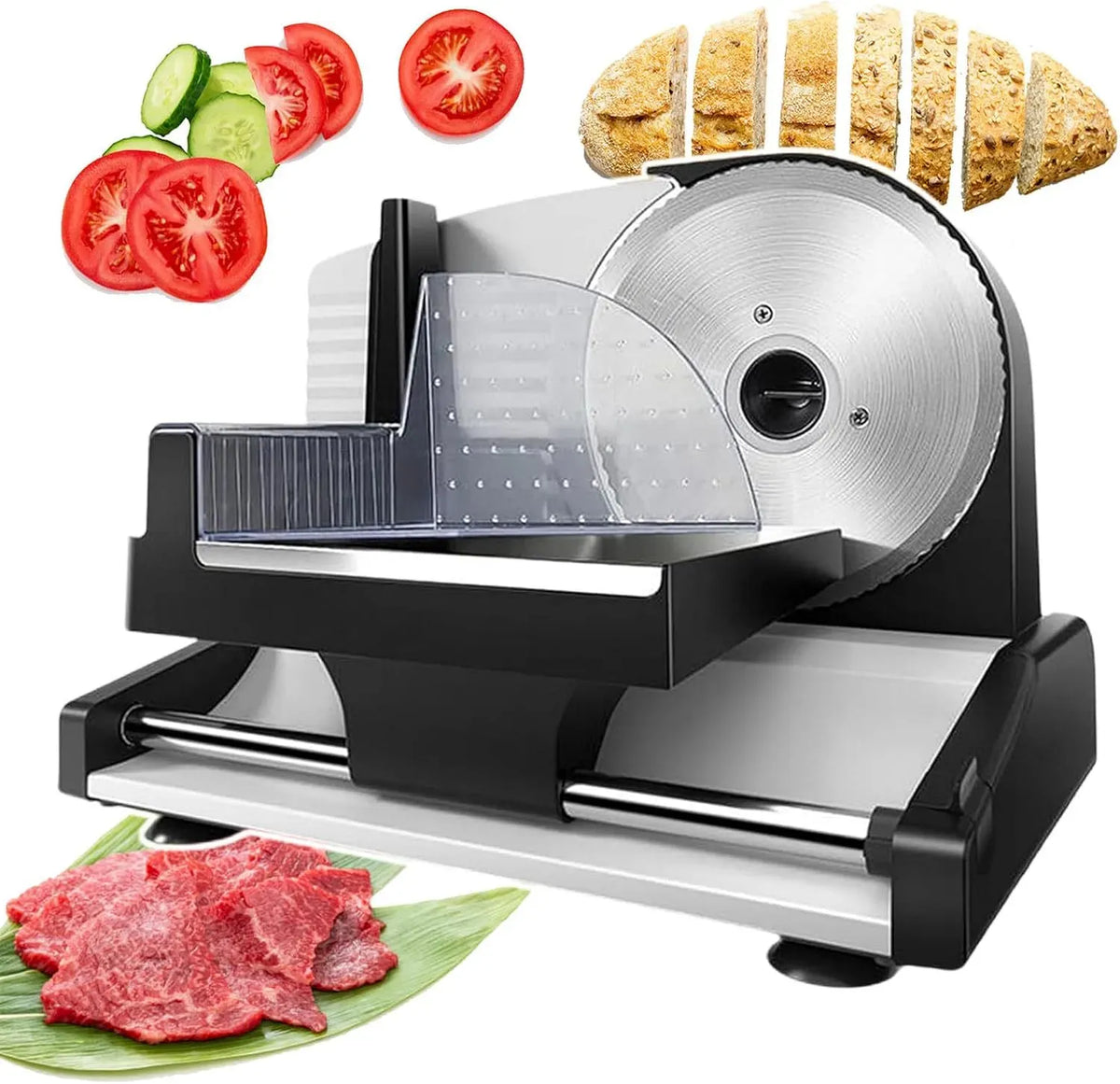 Affettatrice, Supporto, affettatrice per alimenti, 19 Cm, 200 W, professionale, rimovibile, acciaio inox, per Uso Domestico