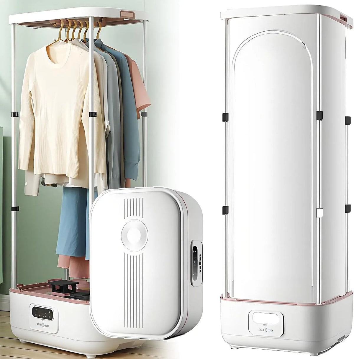 Asciugatrice, 900 W, 10 kg, portatile, vapore, Capacità Fino a 10kg di Vestiti, Armadio a Vapore Pieghevole con Telecomando