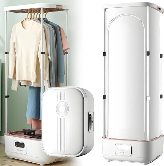 Asciugatrice, 900 W, 10 kg, portatile, vapore, Capacità Fino a 10kg di Vestiti, Armadio a Vapore Pieghevole con Telecomando
