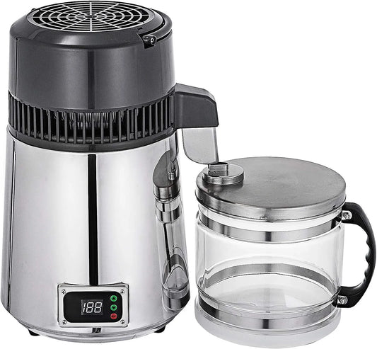 VEVOR Argento+Controllo della Temperatura, Distillatore DAcqua Purificatore Acqua 4L Acqua Distillazione 750W Depuratore Filtri Distiller Acqua Pura