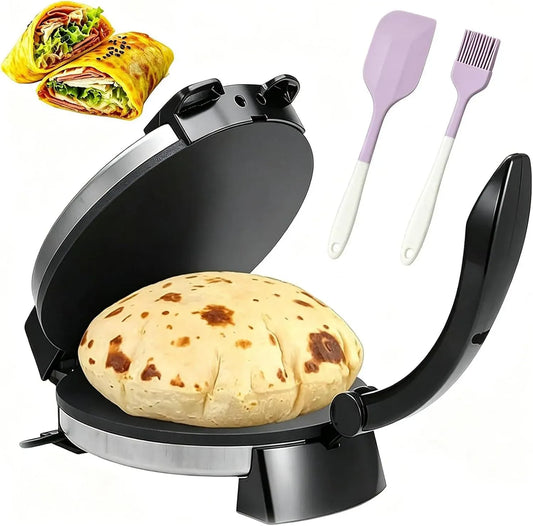 Macchina, 12 pollici, 2000 W, rivestimento antiaderente, 2 zone di temperatura, funzione riscaldante, per Tortilla Chapati da 12 Pollici 2000 W