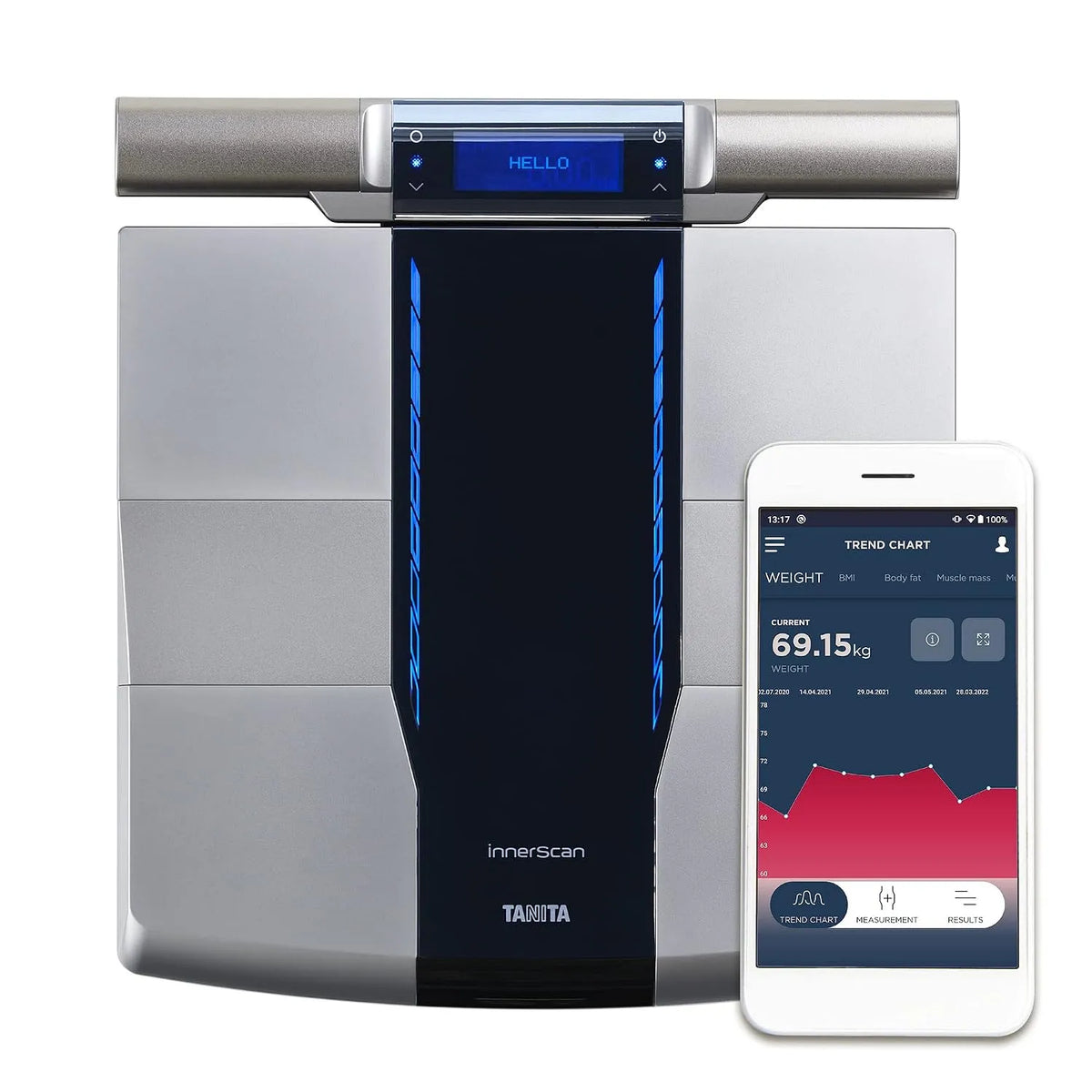 RD-545 Bilancia, Bluetooth, per analisi corporea a doppia reattanza intelligente con, Tanita