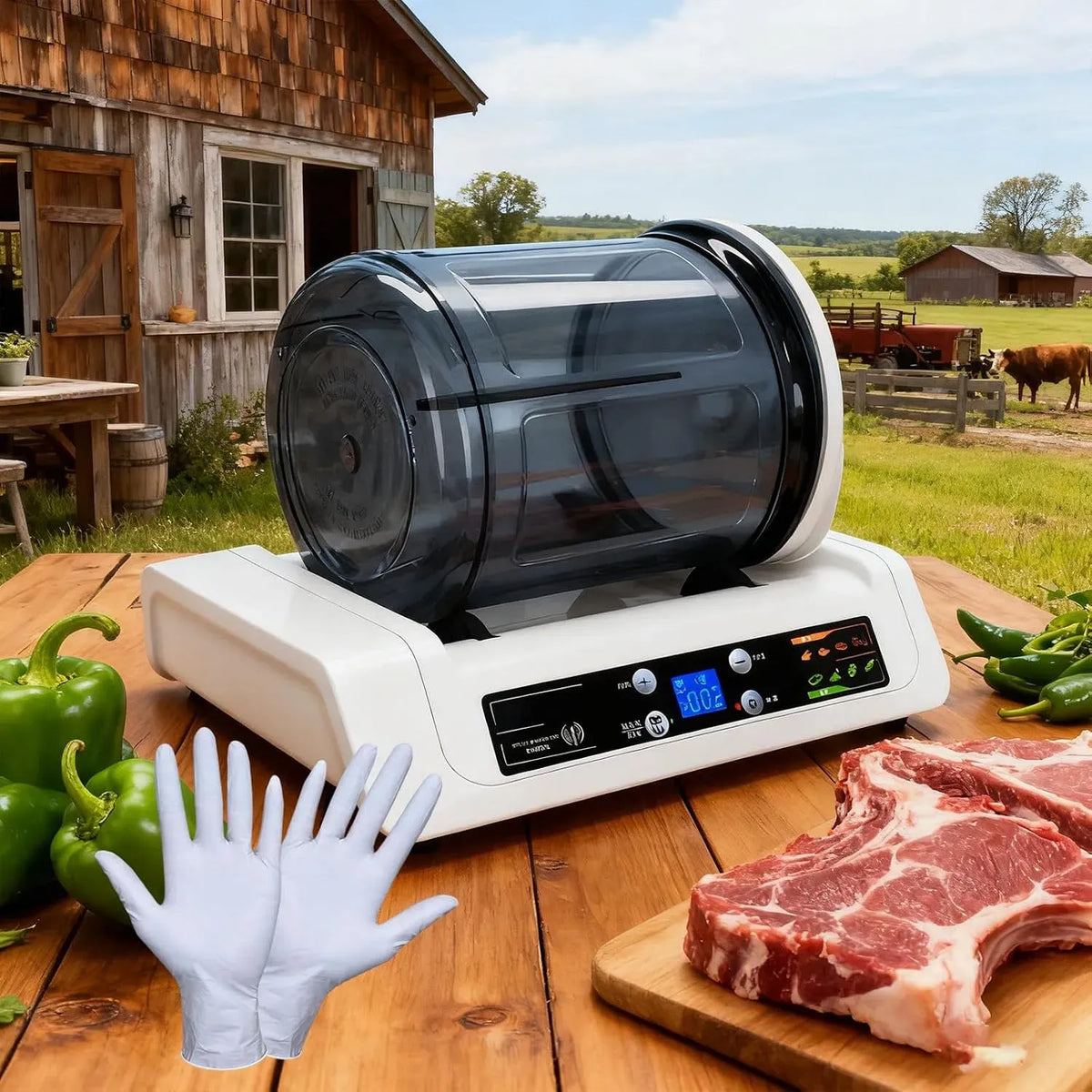 controllo touch, maiale, Marinatore sottovuoto da 5 l, marinatura in 15 minuti per manzo, include 50 guanti usa e getta, montone, pollo