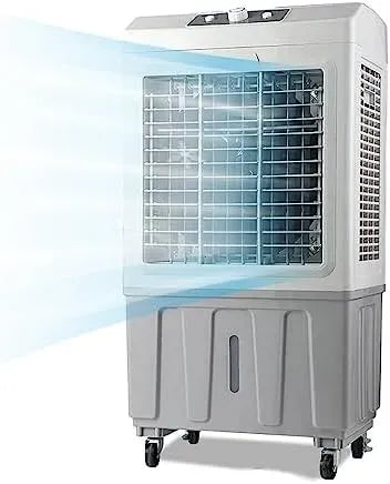 Raffrescatore evaporativo Industriale, Ruote, per Uso Commerciale ed Esterno, Serbatoio da 70 Litri, 3 velocità, Oscillazione a 120°