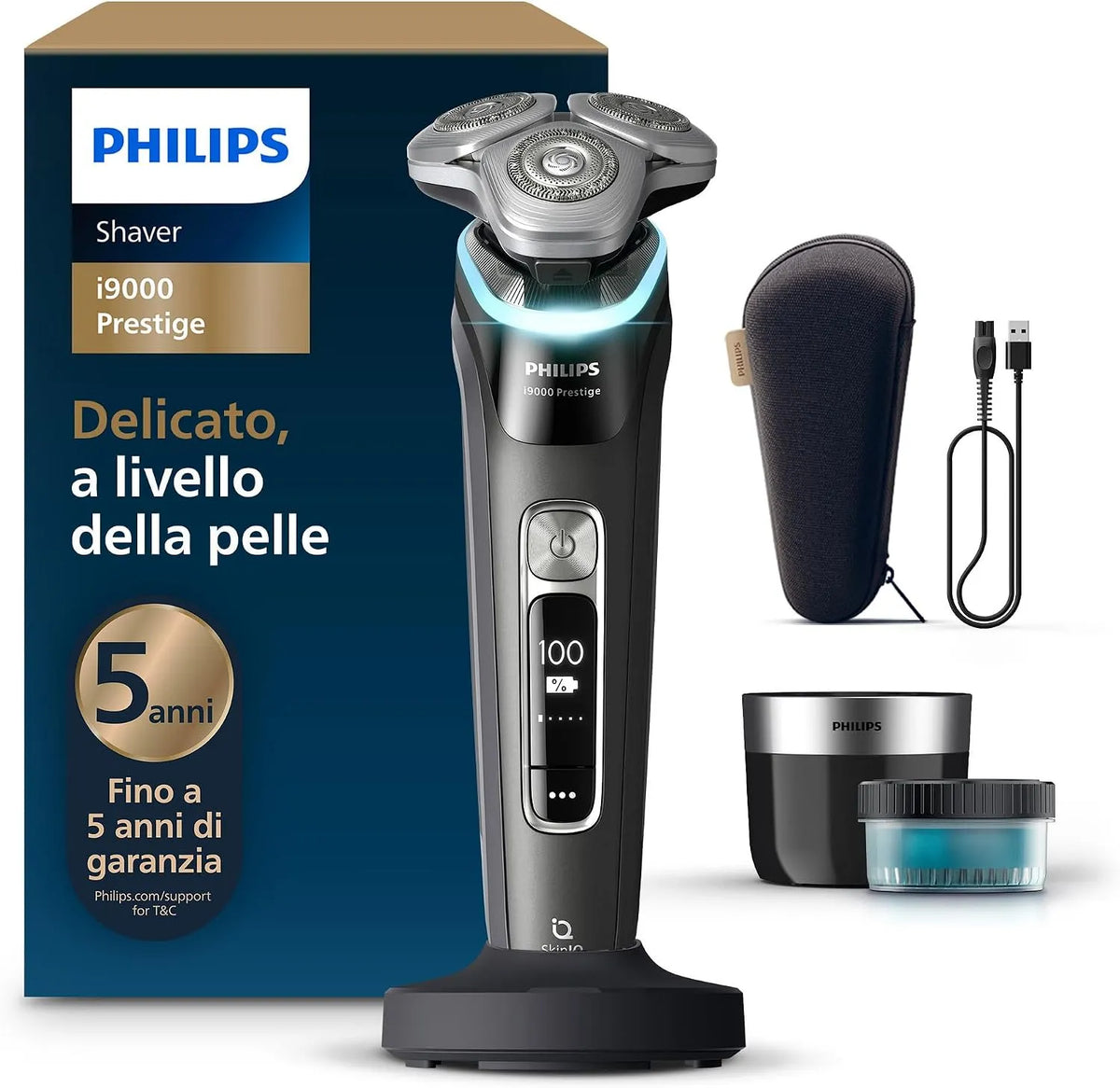 Philips i9000 XP9207/30 rasoio, pannello IPS, acciaio inox, per pulizia rapida