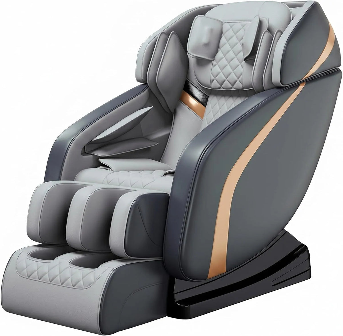 Poltrona relax con massaggio, Bluetooth, display LCD, professionale, grigio, Schermo LCD
