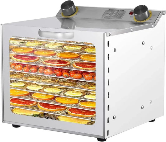 Asciugatrice 8-Layer, 30 a 90 °C, timer, professionale, acciaio inox, Funzione Timer Fino a 12 Ore, 6-18 Vassi