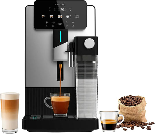 Cecotec Macchina da caffè, 1500 W, ampio serbatoio, 19bar, Serbatoio Latte 400ml, Contenitore Caffè 150g, 6 Bevande