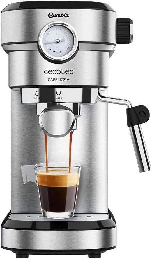 Cecotec Macchina da caffè, 1,2 L, 1350 W, vapore, acciaio inox, 20 Bar, Vaporetto Orientabile, Modalità Automatica per 1-2 Caffè, Colore Acciaio