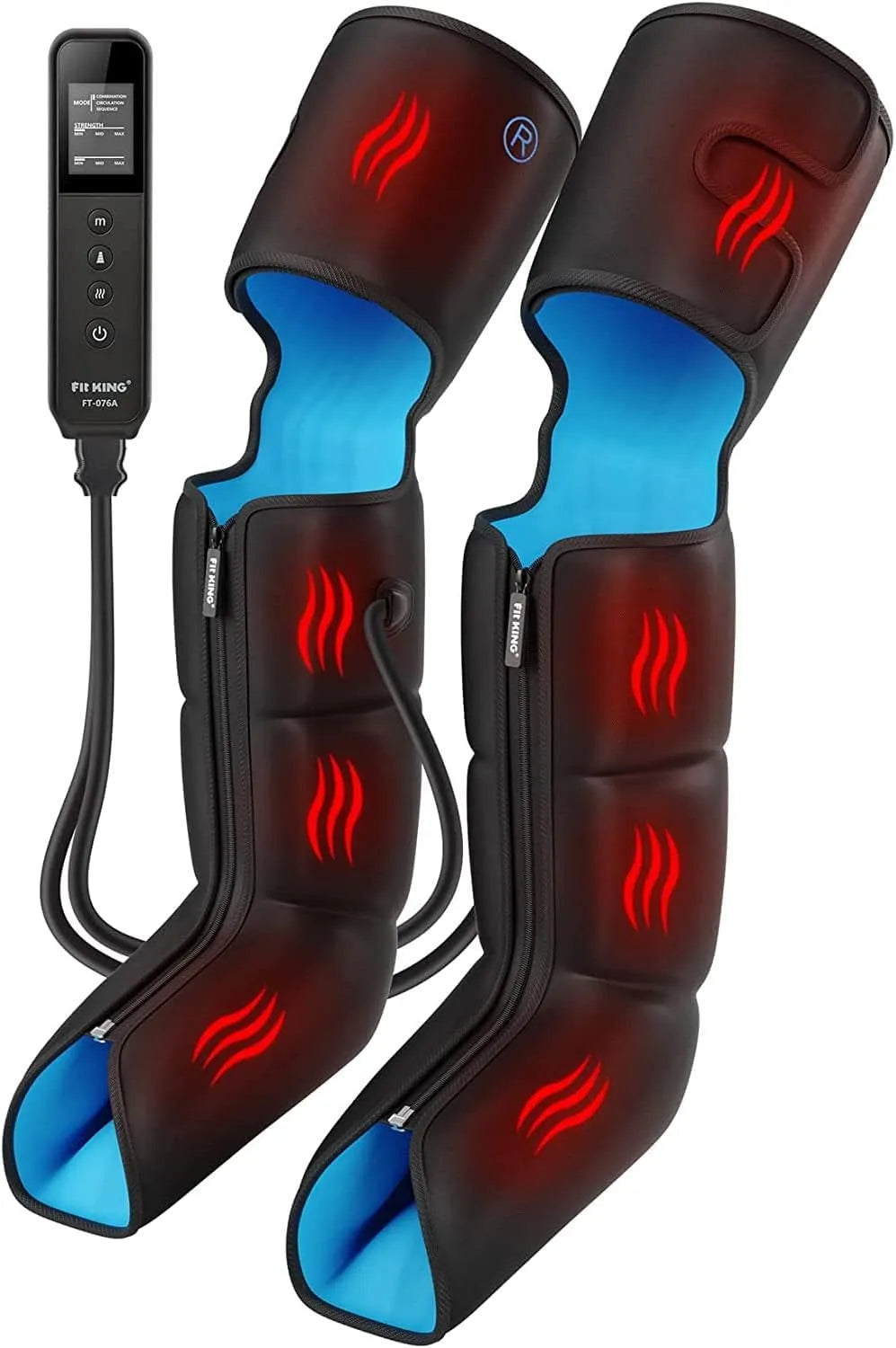 dispositivo pressoterapia per gambe, Massaggiatore, 3 livelli, funzione riscaldante, FIT KING