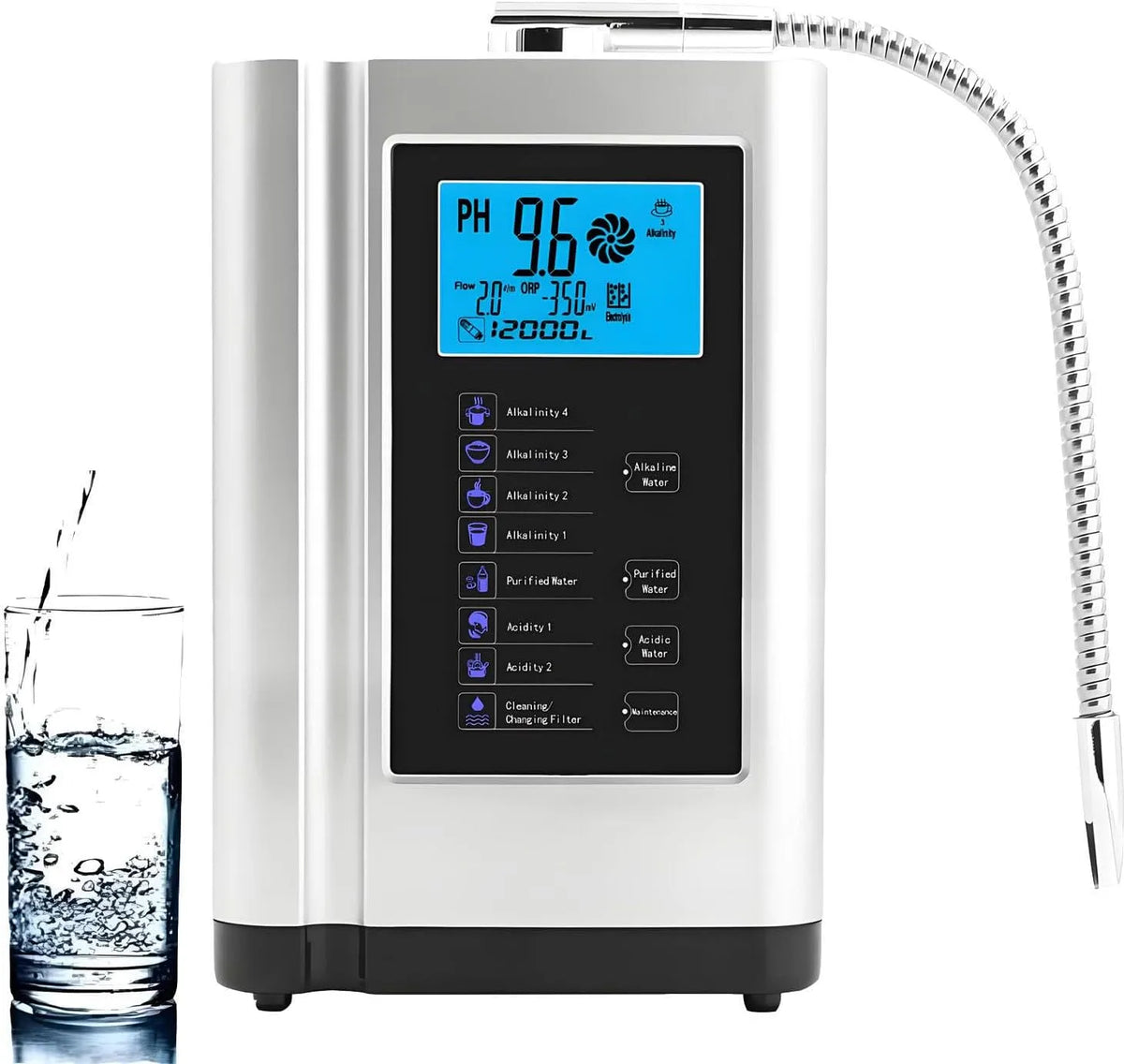 PH 3 Filtro, 8000 L, display LCD, argento, per Installazione su Piano di Lavoro o a Parete. Silver