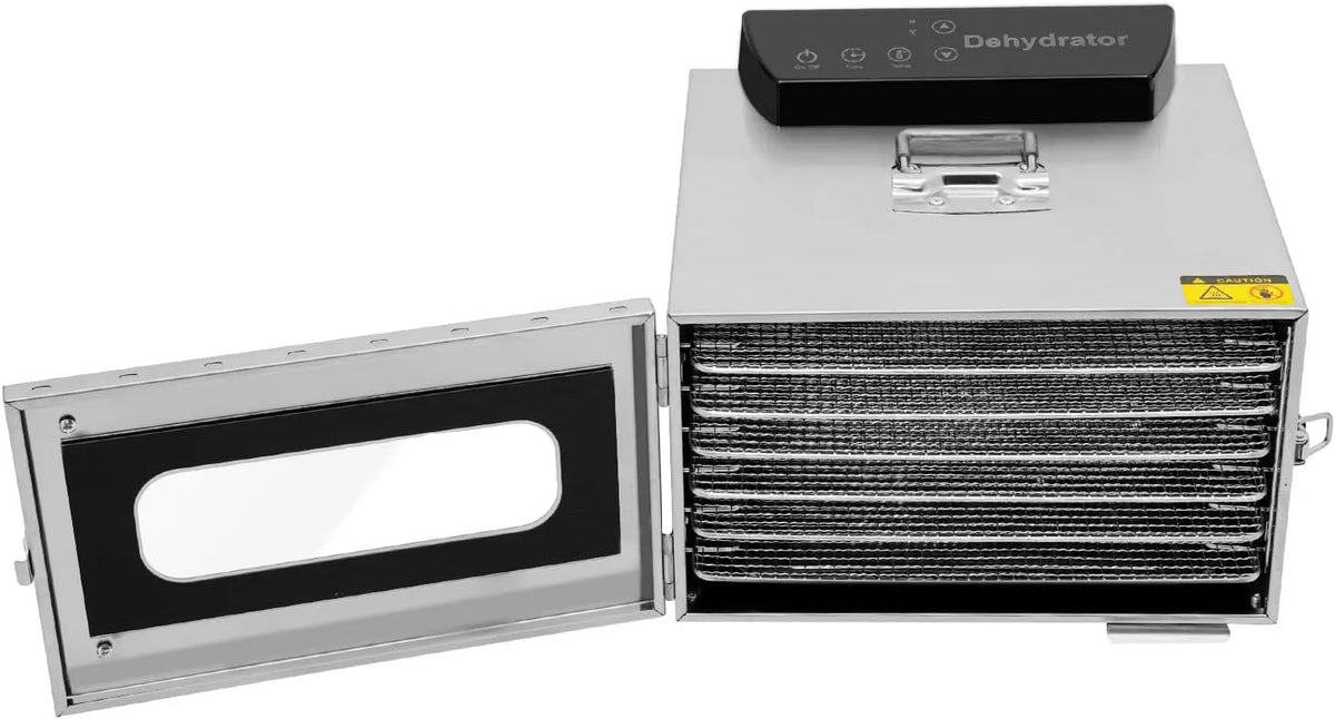 Asciugatrice, 30 a 85 °C, timer, acciaio inox, 85 °C e timer e display a LED e clip alimentari, disidratatore con regolatore di temperatura 30