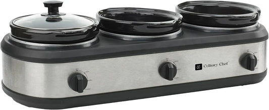 ESC3105-SS in acciaio inox, Server a buffet a tripla cottura lenta, 3 x 2,5 camere