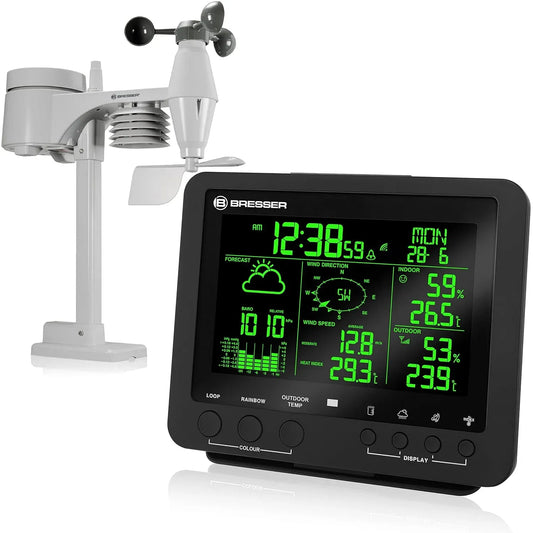 5-in-1 Centro meteo professionale dotato di display di 256 colori nero
