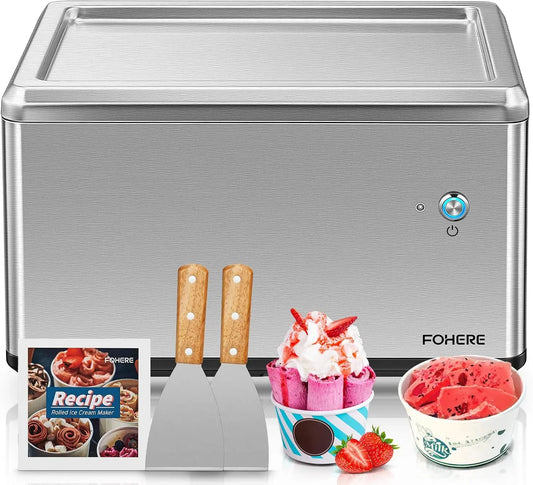 funzionamento one-touch, diversi cambiamenti di varietà, per Gelatiera a rullo per la casa con compressore, gelato morbido in soli 3 minuti, 2 spatole