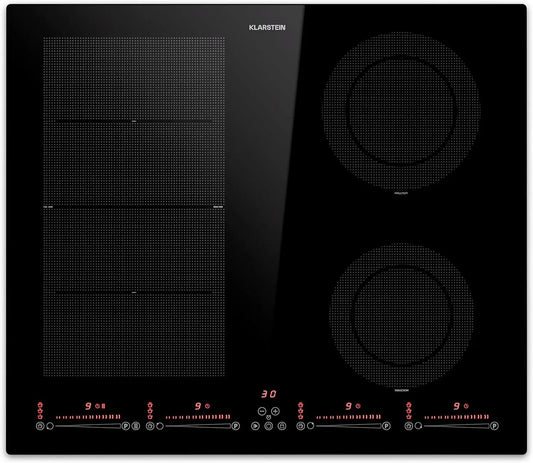 Klarstein Piano cottura a induzione, 4 fuochi, 7200 W, piastra a induzione, touch, da incasso, Piasta Induzione 4 Fuochi a Basso Consumo