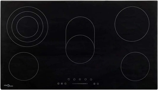 Piano cottura elettrico, 77 cm, 5 fuochi, 8500 W, da incasso, touch, piastra elettrica, vetro-ceramica