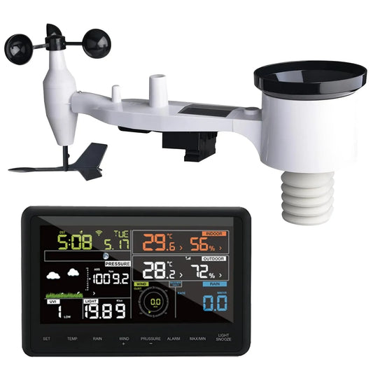 WS2910 Stazione, Sensore, stazione meteorologica wireless, Wi-Fi, display LCD, senza fili, per stazione meteorologica 7 in 1 ad energia solare per