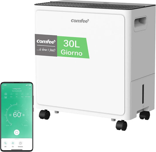 Deumidificatore, 3 L, COMFEE' 30L/giorno CDDAE-30DEN7-QA3, ruote di trasporto, Tanica da 3L
