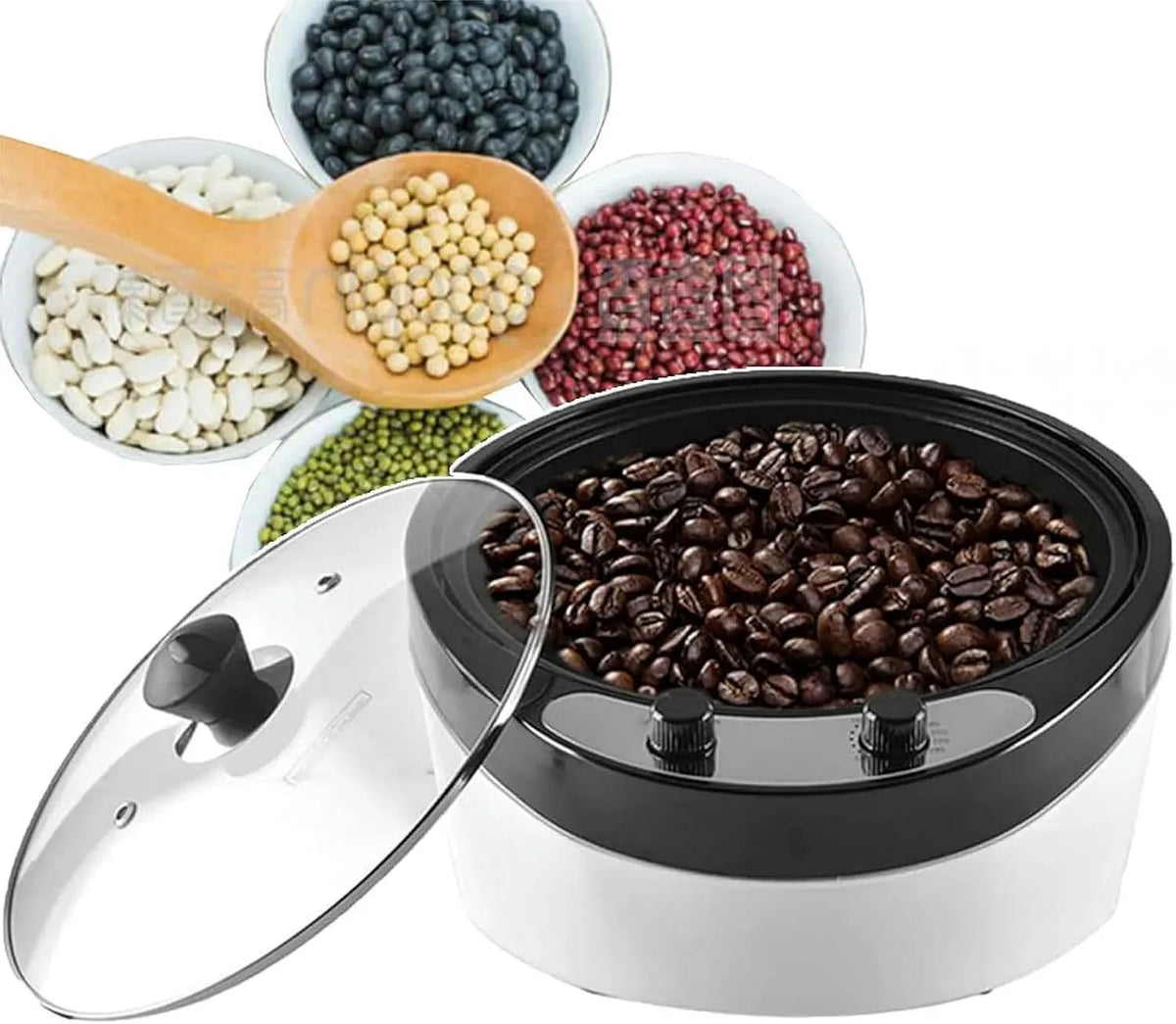 Chicchi crudi, Cottura Perfetta di caffè, Bruciatore per Chicchi di caffè da 1800 W, tostatrice elettrica per caffè con Design di inclinazione di 45°