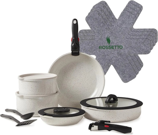 Pentola e padella, 28 cm, ROSSETTO, rivestimento antiaderente, rimovibile, casseruola da 18/20 cm